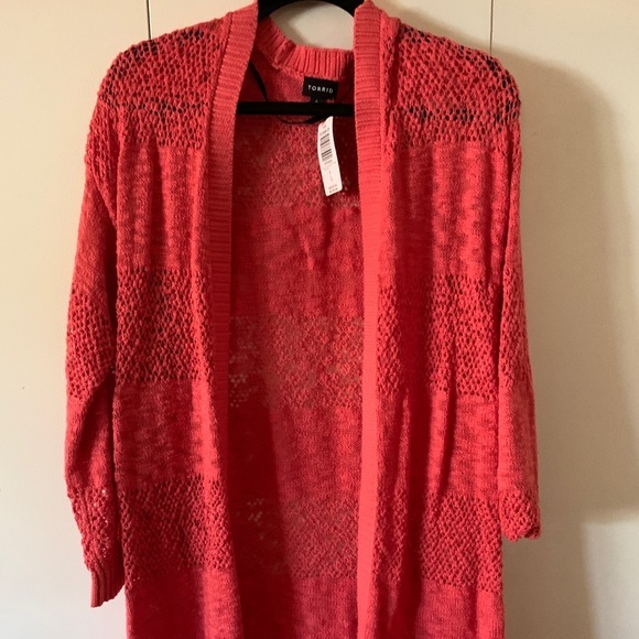 Torrid Relaxed Fit Coral long open knit Cardigan size 0 - Picture 3 of 6